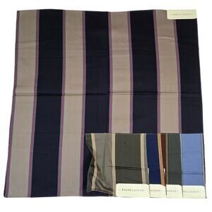 VTG Ralph Lauren Upholstery Fabric Remnant Clarendon Stripe Onyx/Khaki 27x270778